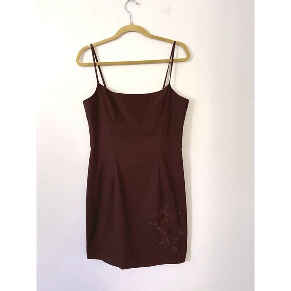 City Triangles Dresses & Skirts - Vintage City Triangles Purple Y2K / 90s Mini Dress with Embroidered Flower